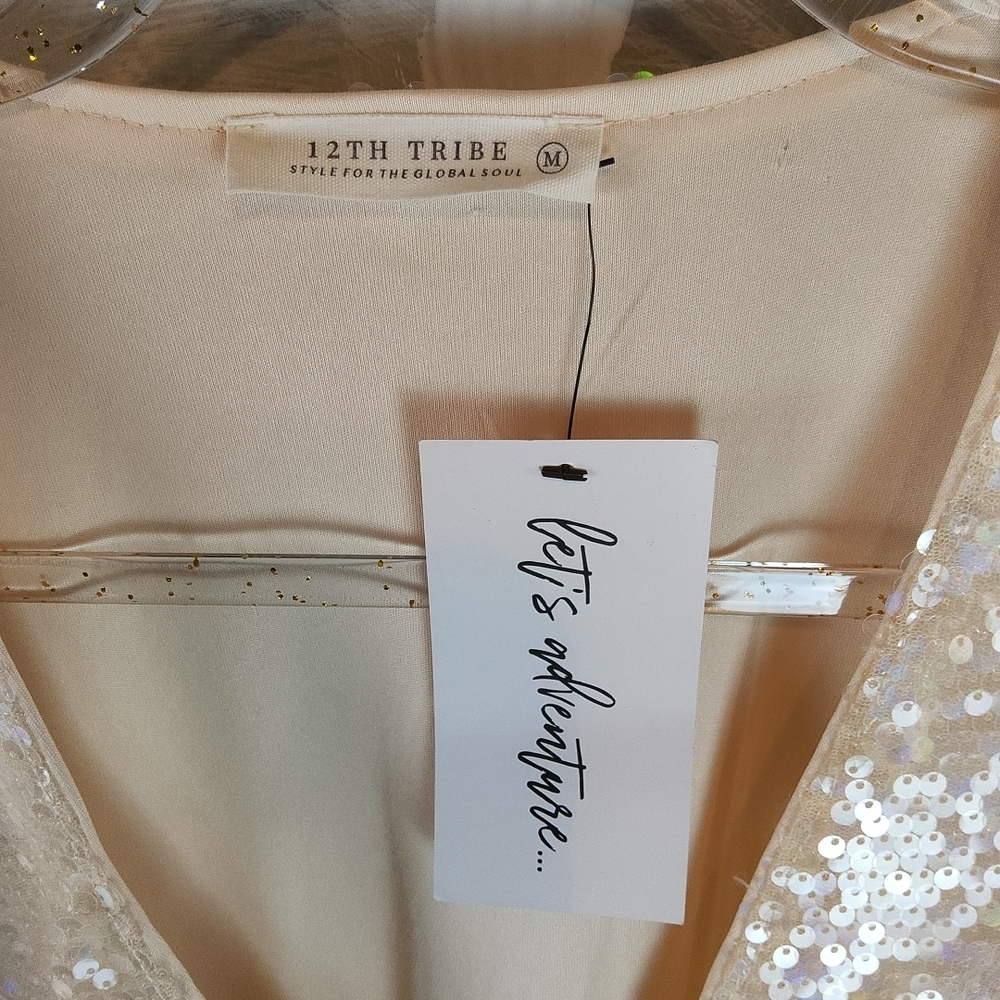 12th TRIBE Wmns Sz M Sparkling Sexy Long Sleeve Sequin Mini Dress GlamourCore - Picture 4 of 8